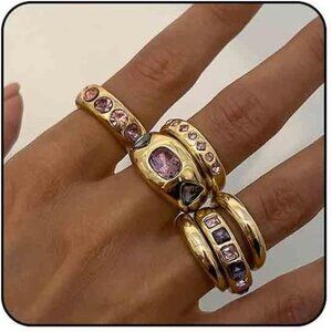 ✨ Chunky Ring Set | Gold Stacking Rings | Thick Statement Rings for Women